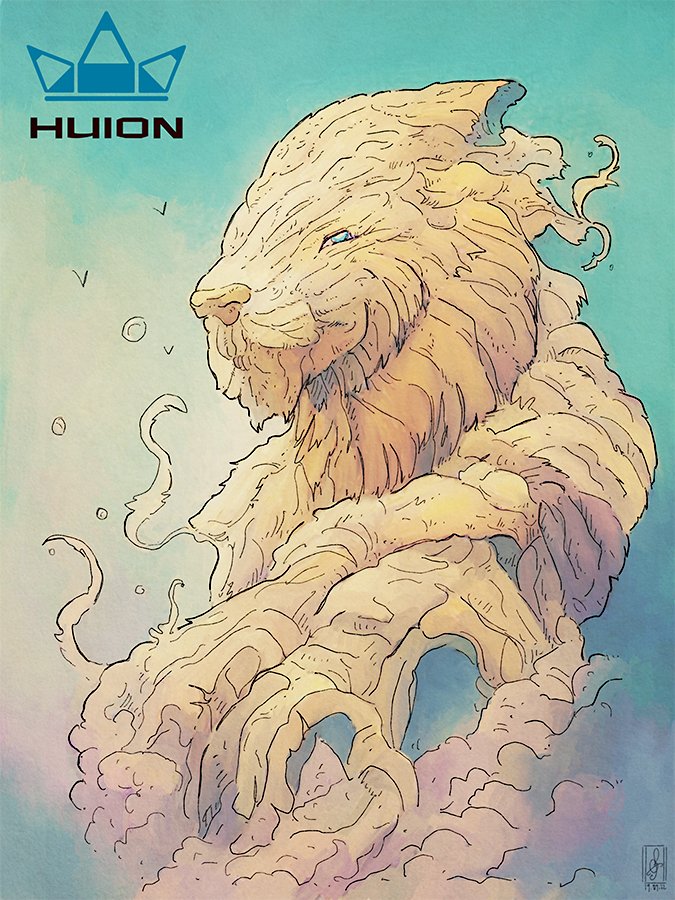 Collaboration with #huion , my interpretation of their lion #mascot, dreamy-tree-lion. I've been using their products since 6 years now and it has always been one of the best plug&play tablet of the market. #huiontablette #huiontablet 