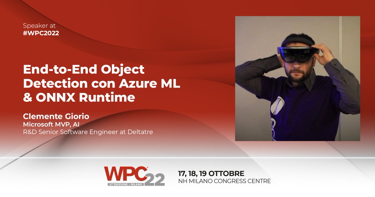 💡Senior Research & Development Engineer per @deltatre, @tinux80 è anche #MicrosoftMVP e Intel Software Innovator. 📊Non perderti il suo speech su #AzureML e #Onnx Runtime a #WPC2022! 👉𝐀𝐜𝐪𝐮𝐢𝐬𝐭𝐚 𝐢𝐥 𝐭𝐮𝐨 𝐛𝐢𝐠𝐥𝐢𝐞𝐭𝐭𝐨: wpc2022.eventbrite.it @microsofitalia