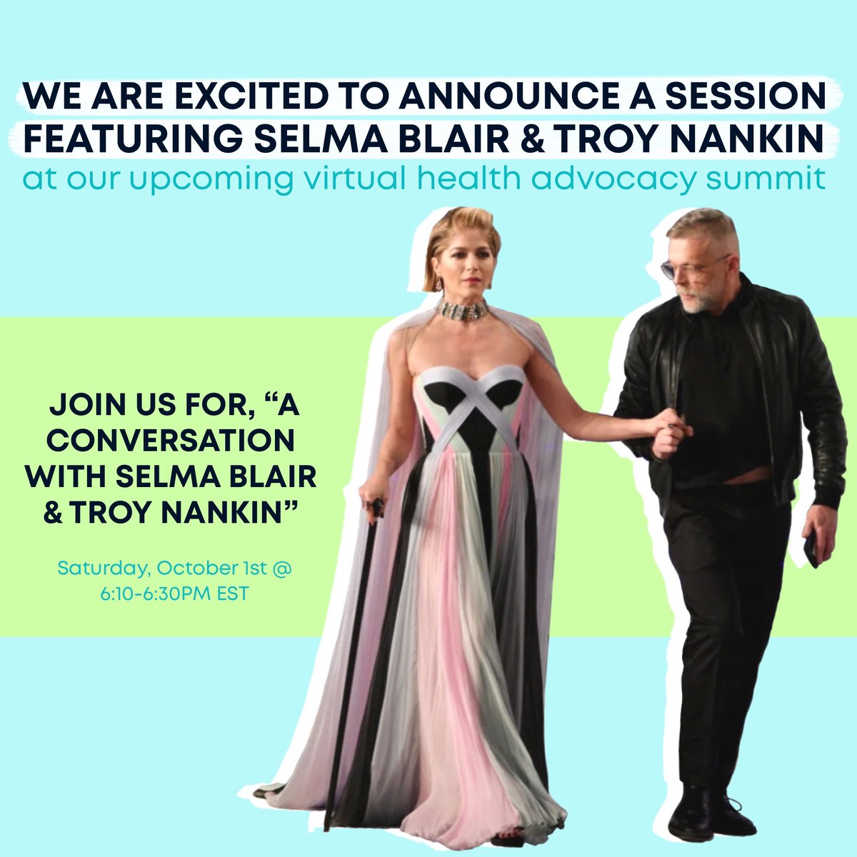 genpatient's tweet photo. We are incredibly excited to announce that @SelmaBlair and her manager and friend, Troy Nankin, will be closing our third virtual Summit for young adults with chronic conditions!

Register now to hear Selma &amp; other amazing speakers: https://t.co/5HpEM2wWpk #DisabilityTwitter https://t.co/mpdFU0ldKL