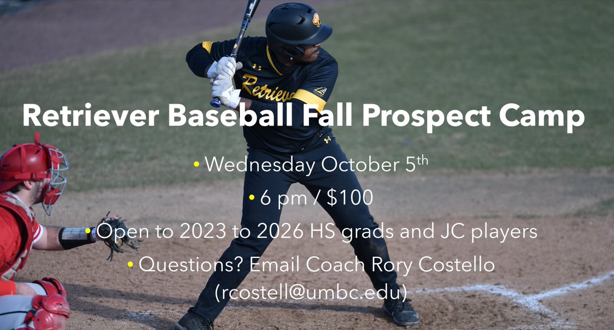 Calling all future Dawgs! Our last prospect camp is coming up on October 5. Register here: retrieverbaseballcamps.com
