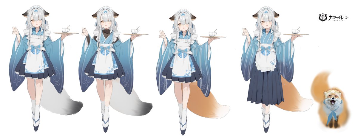 1girl animal ears tail fox ears fox tail japanese clothes apron  illustration images