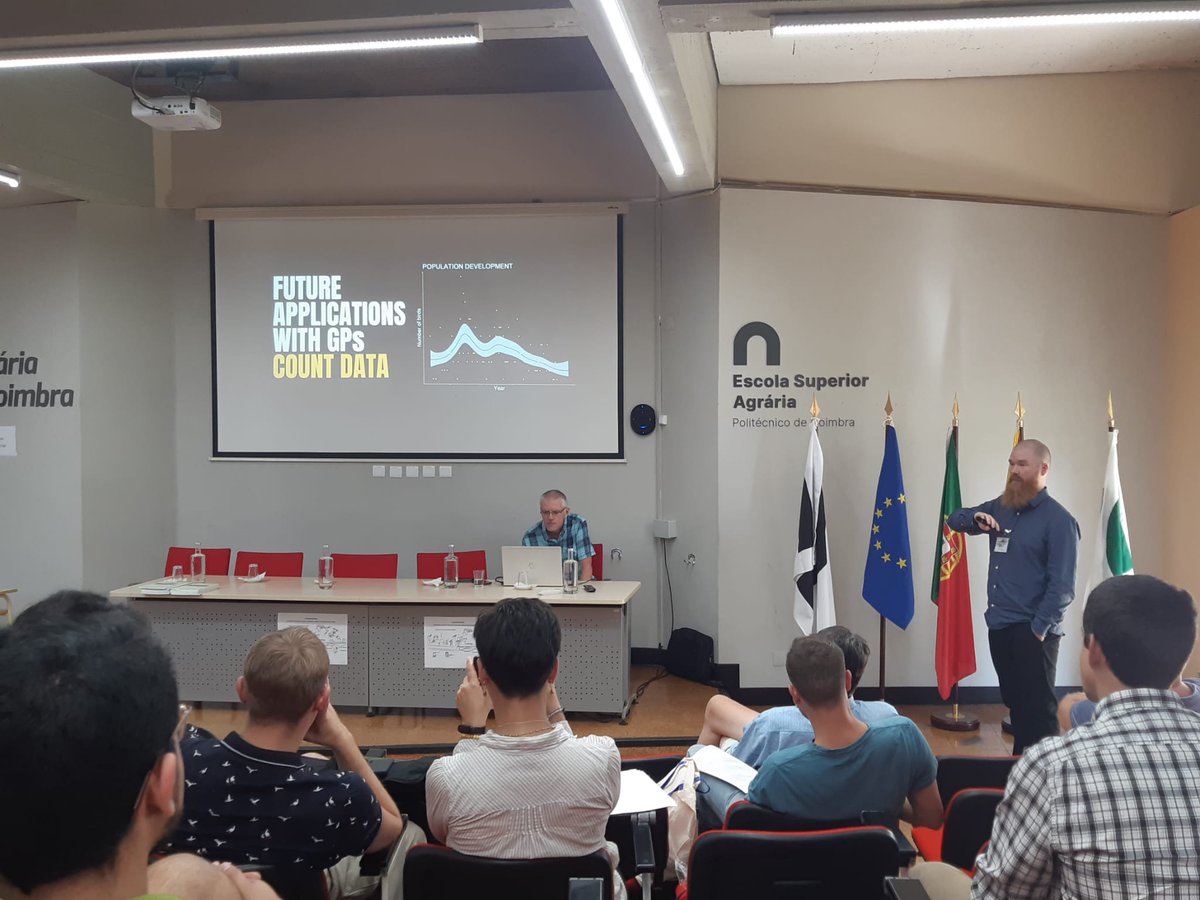 PiironenAntti's tweet image. 6th Pan-European Duck Symposium in the city of #Coimbra in #Portugal. Apparently its still summer here😅 Gave my own talk about the possibilities with #gaussianprocess models in ecology in the morning, now looking forward to meet new faces and to hear interesting talks.