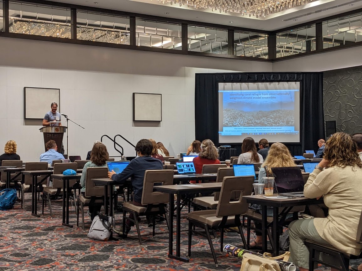BzGEO's tweet photo. As a treat, at the ongoing #NASABEF meeting, we got to see a great talk by the one and only Dr. @ClimateHuman on the topic of his team's research on the impacts of #ClimateChange on #coral reef ecosystems. π§
https://t.co/DyyArNKd2B https://t.co/uBolBsE449