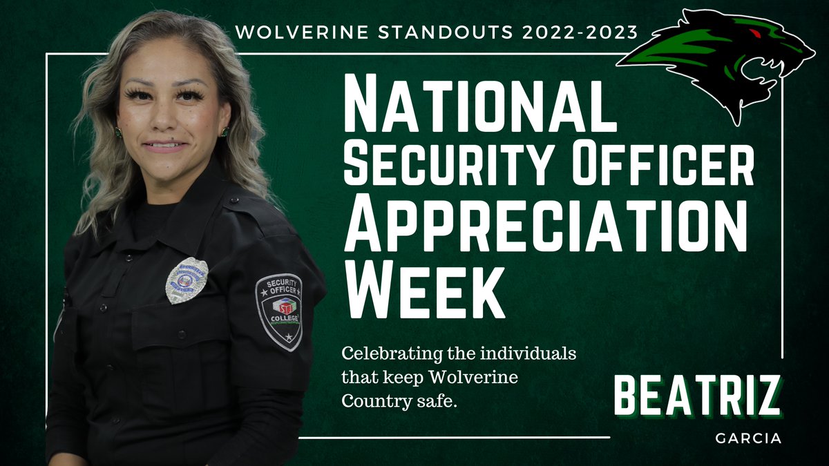 PSJAMemorial's tweet image. Wolverine Country will celebrate a security officer each day this week in observance of National Security Officer Appreciation Week. 

Tuesday we honor Security Garcia!

Thank you for ensuring we have the safest learning environment.

#SecurityOfficerAppreciationWeek