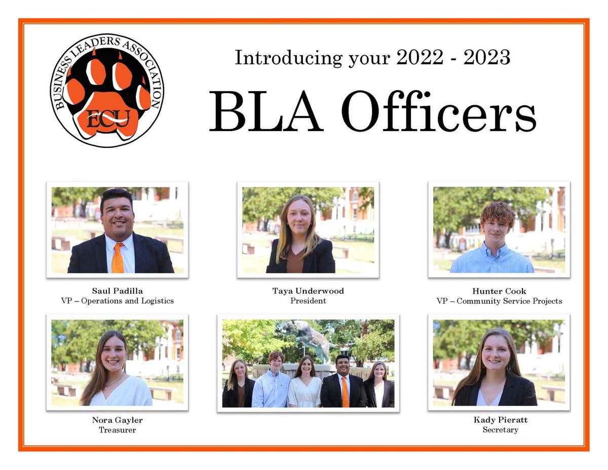 We are pleased to announce our new Business Leaders Association (BLA) officers for this year