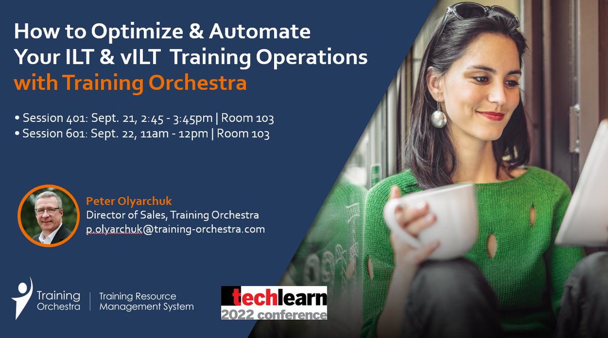 TrainingOrc's tweet photo. Headed to #Techlearn? If you're managing #ILT, #vILT or #hybrid #training, join a demo session to see how you can streamline #scheduling and #operations!

Session 401 – Sept 21 @ 2:45 – 3:45 pm CT
Session 601 – Sept 22 @ 11 – 12 pm CT

@TrainingMagUS • https://t.co/0eBti6a0aR https://t.co/g4hiiUhWzU