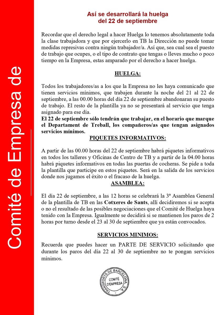 <a href="/laiabonetrull/">Laia Bonet</a> <a href="/Gerardol28/">Gerardo L</a> <a href="/btvnoticies/">btv notícies</a> <a href="/TotBcn/">TOT Barcelona</a> <a href="/BCNmetropoli/">Metrópoli Barcelona</a> <a href="/elperiodico/">El Periódico</a> <a href="/8tvoficial/">8tv</a> <a href="/janetsanz/">Janet Sanz 🍉</a> <a href="/LaVanguardia/">La Vanguardia</a> El juego de los trileros de la nefasta y sobredimensionada dirección de TB no ha surtido su efecto y,  la plantilla (a nuestro pesar) tenemos que mantener la huelga...