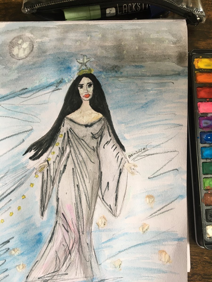 F_S_2021's tweet image. Soul of the sea 
Sing on shore 
Play magic song 🌠💫. #sketchof theday# seaside 🌊