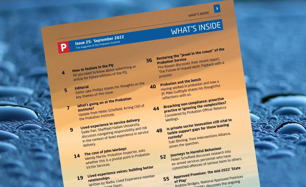 The latest issue of Probation Quarterly published today including articles from academics, people with lived experience, practitioners and the voluntary sector. #probation