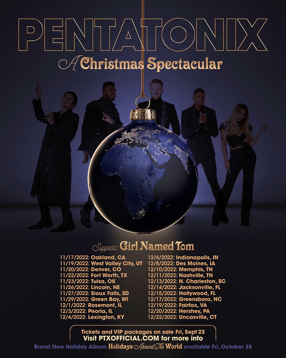 PTXofficial's tweet photo. 🚨🎄 PTX CHRISTMAS NEWS 🎄🚨

We are SO excited to announce that our NEW ALBUM titled "Holidays Around The World" is coming out on October 28th... and that's not all! https://t.co/qlvCuOqyJe