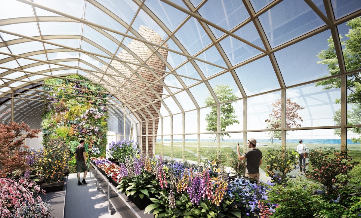 bortolottoarch's tweet photo. GOOD CATCH. The #design of the new #conservatory is inspired by the structure and shape of the fishing weirs used by the #Mnijijaning Indigenous Peoples thousands of years ago.  #bortolottodesign #sunshinecity #orillia https://t.co/jNh1qja0ar