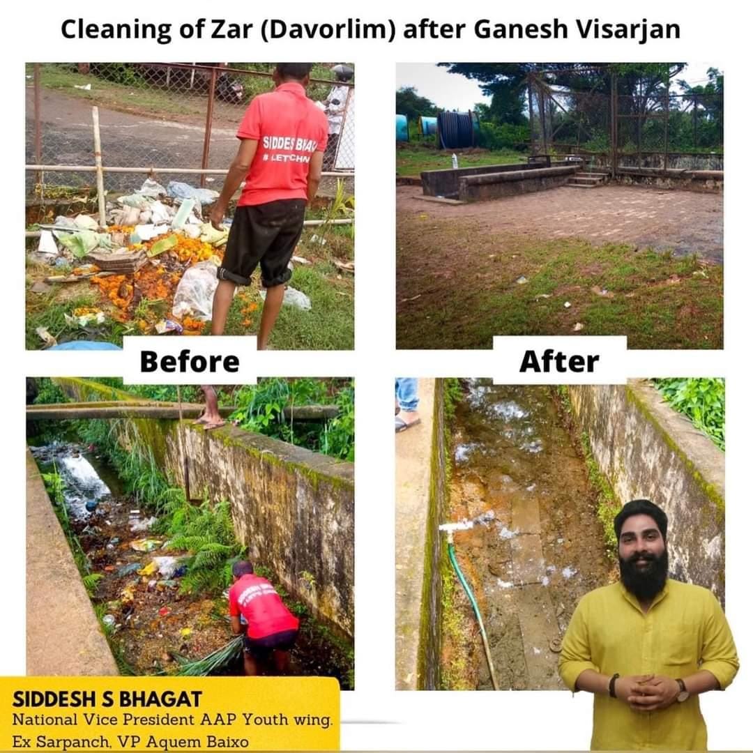 AAPGoa's tweet photo. The AAP National Youth Wing Vice President @SIDDESHBHAGAT1 conducted a cleanliness drive at Davorlim spring.

@VenzyViegas @CruzSilvaVelim @AmitPalekar10 @ValmikiNaik @tilvesurel11 @CecilleSupermom @adv_coutinho @ramraowagh @malvankarpujan @loransunil @AnoopKudtarkar https://t.co/nw8SkYoxqr