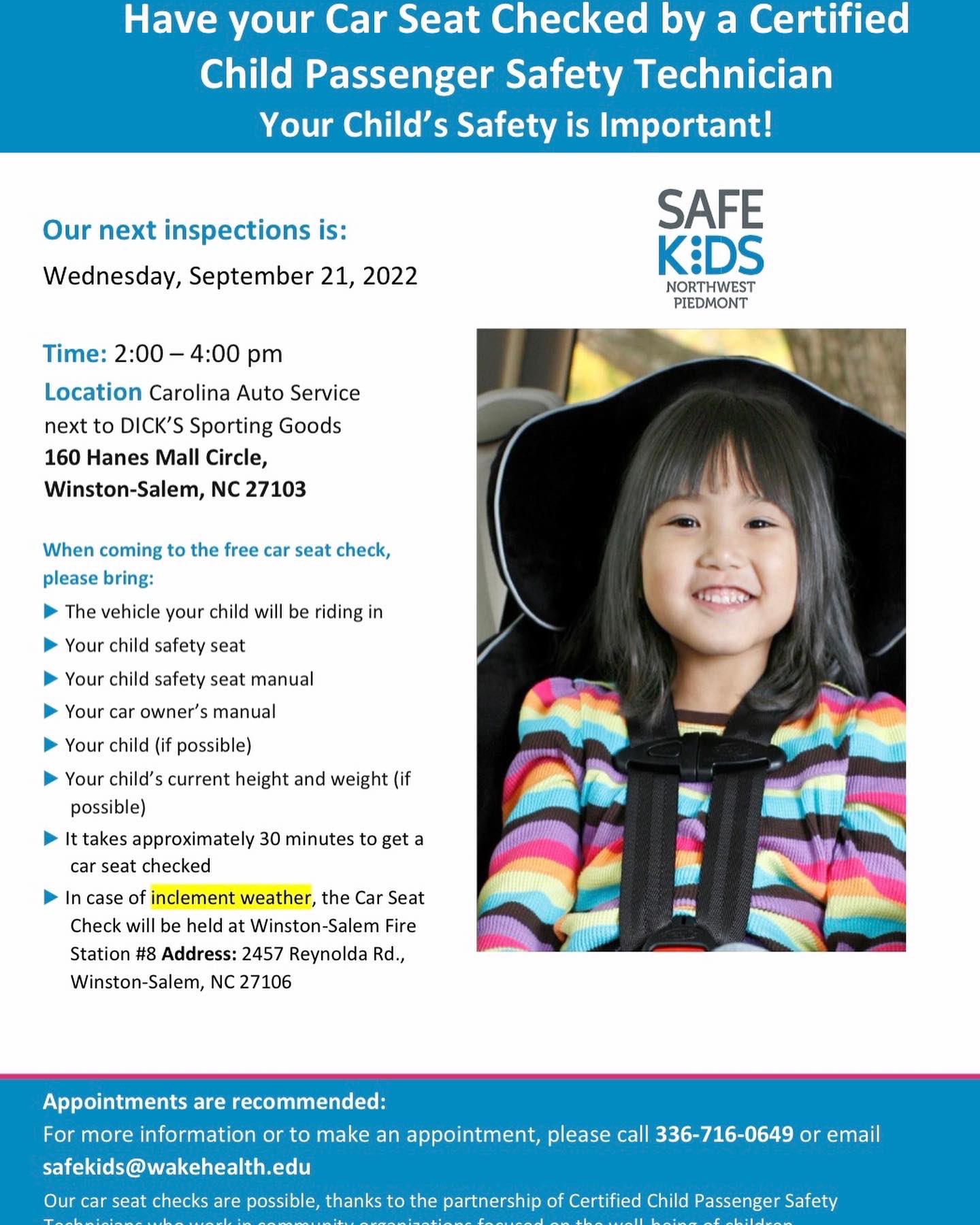 City of WinstonSalem, NC on Twitter "CHILD PASSENGER SAFETY AWARENESS