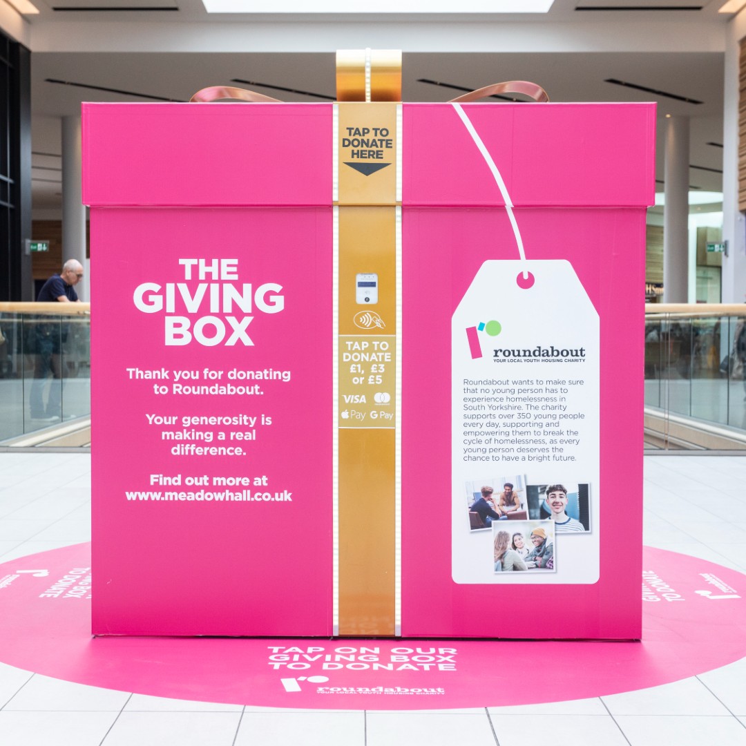 At #Meadowhall, we're proud to be partnered with local charity <a href="/RoundaboutSheff/">Roundabout</a> who's mission is to make sure no young person experiences homelessness in South Yorkshire. 

If you would like to support #roundabout, visit our Giving Box🤗

Click here: meadowhall.co.uk/giving-box