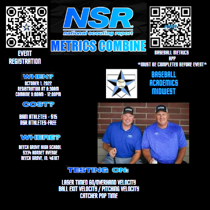 Excited for our next <a href="/IndianaNsr/">NSR Indiana Scouting</a> Scout Day!  This will be hosted at Beech Grove HS for BAM athletes for only $15!  All NSR Athletes are FREE! 

Scan the QR code to register for the event today!