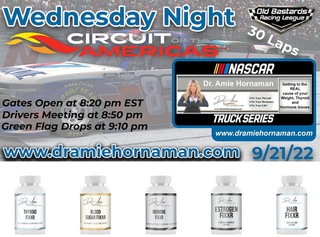 i40media's tweet photo. Wednesday Night  Old Bastards Racing League Dr. Amie Hornaman The Thyroid Fixer NASCAR Truck Series Race Circuit of The Americas 30 Laps

Practice Starts at 8:20 PM EST
Race Starts 9:00 PM

Race Info at: https://t.co/fi32C9rpED https://t.co/yacNcSUcHN https://t.co/QLCqdnbfAG