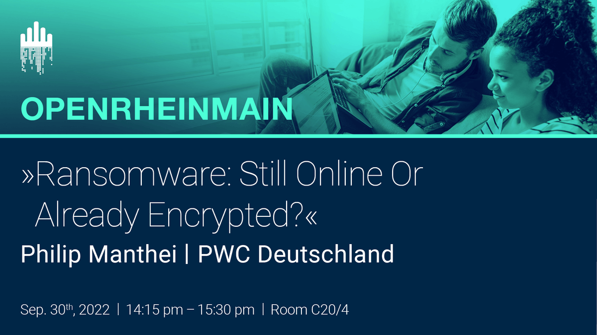 openrheinmain's tweet photo. Please join Philip Manthei, who will hold his talk at #OPENRHEINMAIN about "Ransomware: Still Online Or Already Encrypted?". Get your tickets and see the whole agenda here: 🌐 https://t.co/tqJnkmwjIT #ORM2022 https://t.co/rIws5WX3nW