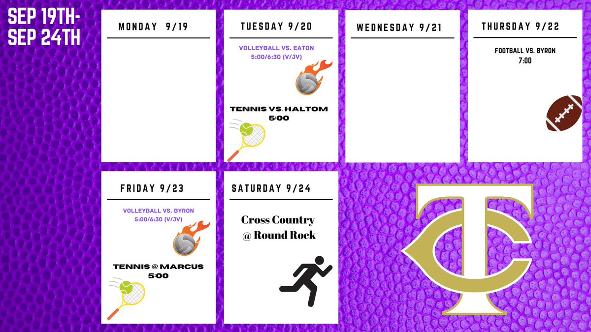TC Women’s Athletics (@tchs_wathletics) on Twitter photo Come out tonight for and support <a href="/TCHSVOLLEYBALL/">TCHSVB</a>!! We have a busy week of great competition.
<a href="/KISDAthletics/">Keller ISD Athletics</a> @timber_hs @TCHSFalconsXC <a href="/TCHSFootball/">TCHS Falcon Football</a> Come out tonight for and support <a href="/TCHSVOLLEYBALL/">TCHSVB</a>!! We have a busy week of great competition.
<a href="/KISDAthletics/">Keller ISD Athletics</a> @timber_hs @TCHSFalconsXC <a href="/TCHSFootball/">TCHS Falcon Football</a>