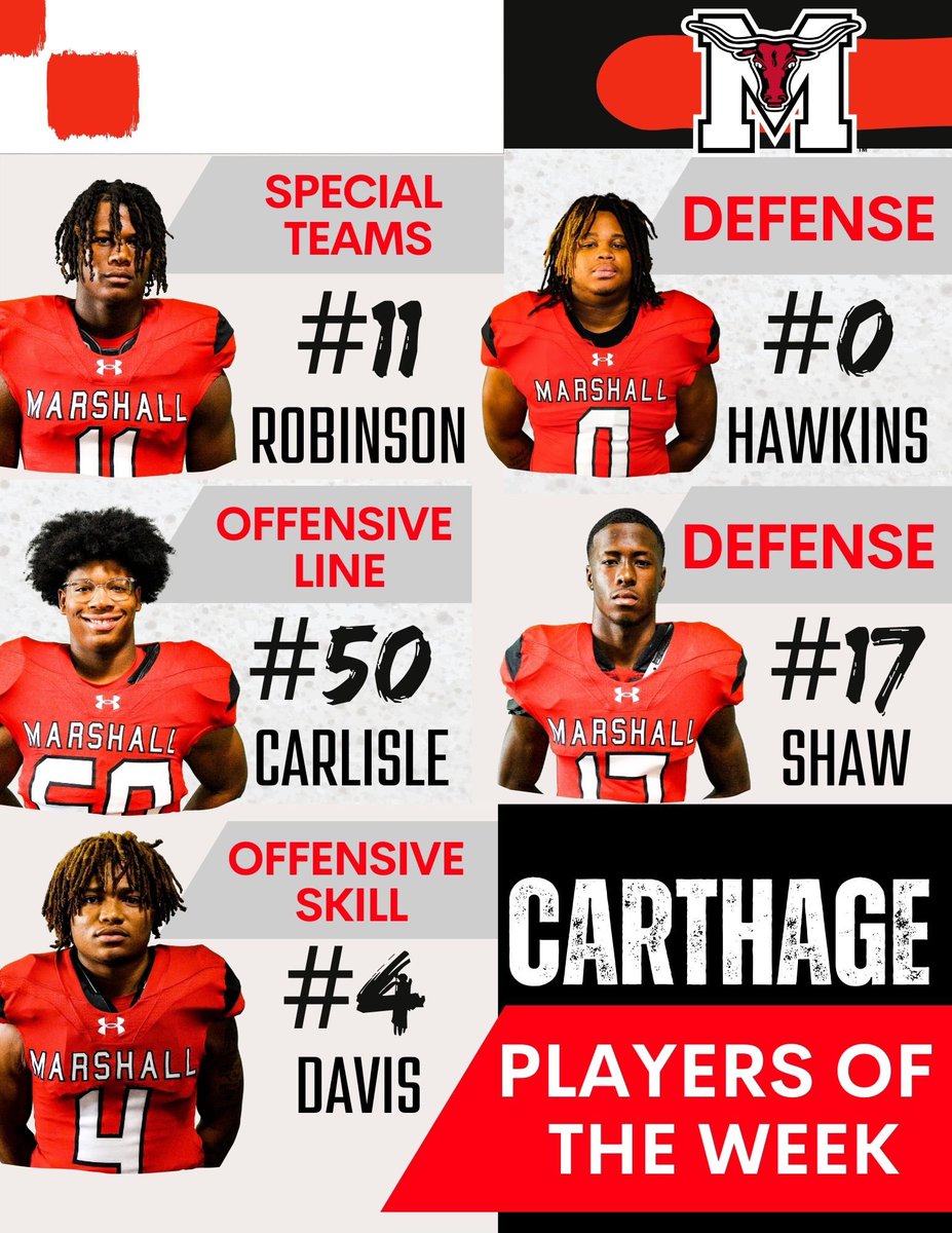 MarshallMavFB's tweet photo. Week #4 Players of the Week https://t.co/FpveEMJePM