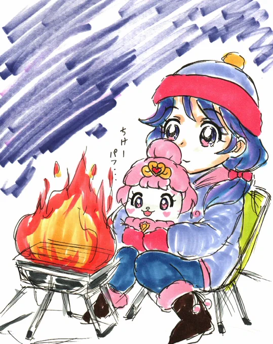 #プリキュア版深夜の真剣お絵描き60分一本勝負雑いけど、この組み合わせだとこーゆーネタになるわなあ。 