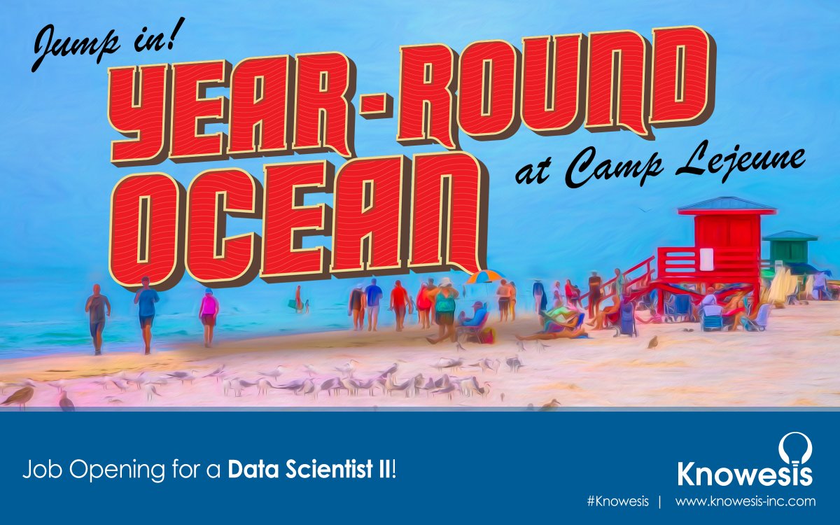 KnowesisInc's tweet photo. Great job for a Data Scientist II!

Supporting the United States Special Operations Command Preservation of the Force &amp; Family program at Camp Legeune on the NC coast. 

Know More: https://t.co/HsIpn0AhWA

@Knowesis #HotJobs #data #datascience #datascientist #datasciencejobs https://t.co/Av3BWD8FiA