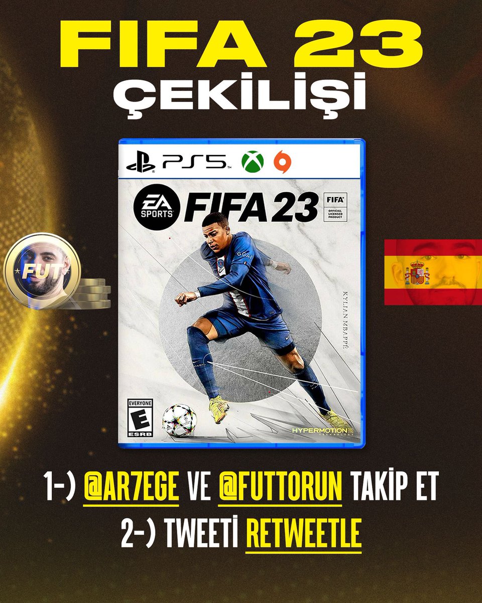 1 hafta kala 1 tane daha FIFA 23 hediye, bu sefer <a href="/FutTorun/">FutTorun</a> ile 🫱🏼‍🫲🏻. Katılmak için:

✅ Beni ve <a href="/FutTorun/">FutTorun</a>’u takip et
✅ Bu tweeti retweetle.

Kazananı 26 Eylül tarihinde açıklıyoruz. Katılan herkese bol şans ❤️. Ayrıca yarın 1 tane daha hediye edeceğiz, o da instagramda 👀.