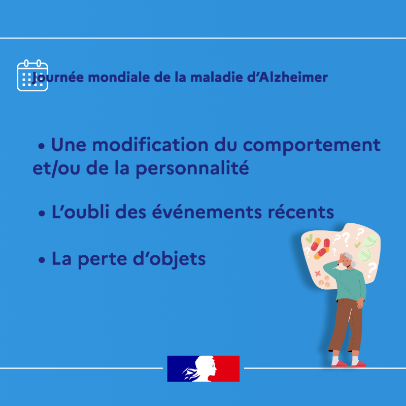 Sante_Gouv's tweet photo. #JournéeMondialeAlzheimer | La maladie d’Alzheimer touche 23% de la population après 80 ans. 

Quels sont les premiers signes qui doivent alerter ? ⤵