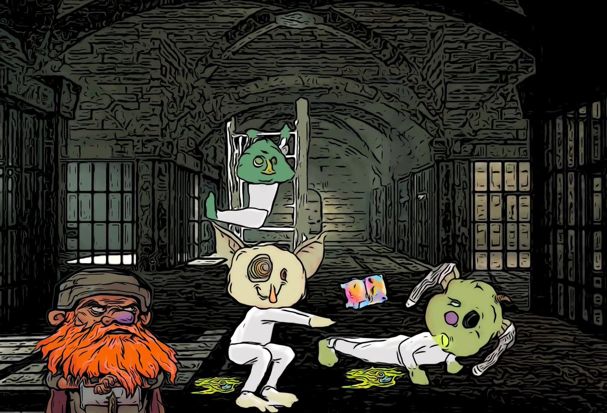 Lɪᴠᴇ ғᴏᴏᴛᴀɢᴇ ᴏғ Hᴀʟғʟɪɴɢᴛᴏɴ Jᴀɪʟ 🔴

Exᴇʀᴄɪsᴇ ɪs ɪᴍᴘᴏʀᴛᴀɴᴛ, ᴇᴠᴇɴ ғᴏʀ #Goblins. 

Tʜʀᴀʀᴜᴅ ɪs ᴋᴇᴇᴘɪɴɢ ᴀɴ ᴇʏᴇ ᴏɴ ᴛʜᴇᴍ, ᴡʜɪʟᴇ ɪɴ ᴛʜᴇ ᴍᴇᴀɴᴛɪᴍᴇ ɢɪᴠɪɴɢ ᴛʜᴇᴍ ᴀ ʟɪᴛᴛʟᴇ ᴇᴅᴜᴄᴀᴛɪᴏɴ.

#Halflings #Goblintown 
#NFT #Storytelling