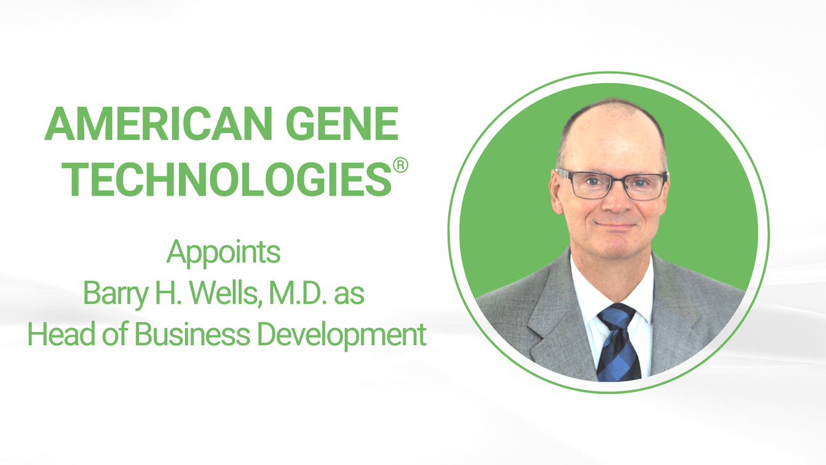 americangene's tweet photo. Exciting news: Barry H. Wells, M.D. is the new #HeadofBusinessDevelopment at American Gene! “Barry’s combination of #medical and #entrepreneurial skills gives him a comprehensive understanding of our healing mission and #business strategy,” - @JeffGalvin. https://t.co/23VwSF5xBK https://t.co/aBCArS7cDZ
