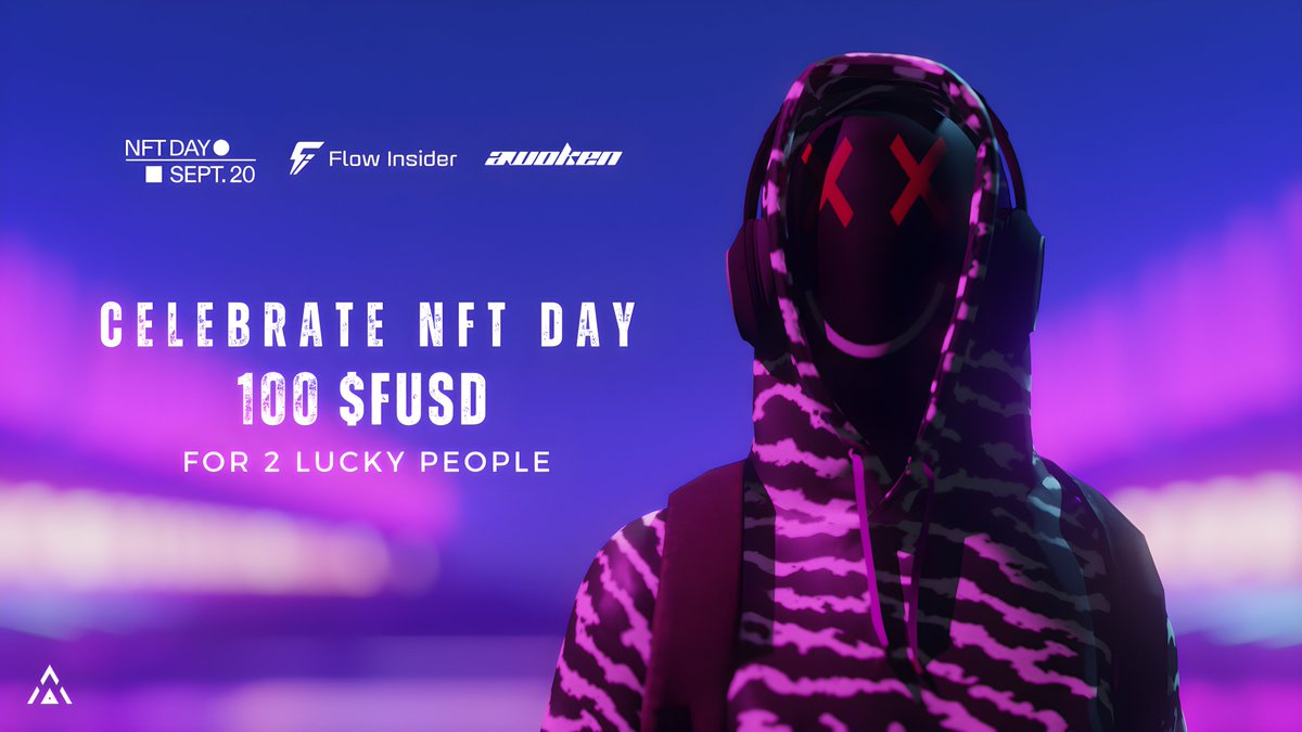 anawoken's tweet photo. Awoken x Flow Insider x NFTDAY #Giveaway 🔥

To celebrate International NFT Day!

100 $FUSD for 2 Lucky People!

To enter:
🔶Like, RT
🔶Follow @anawoken @flow_insider @OfficialNFTDay
🔶Tag 2 friends
🔶Drop your Flow Address https://t.co/V9hFEQc2G6
