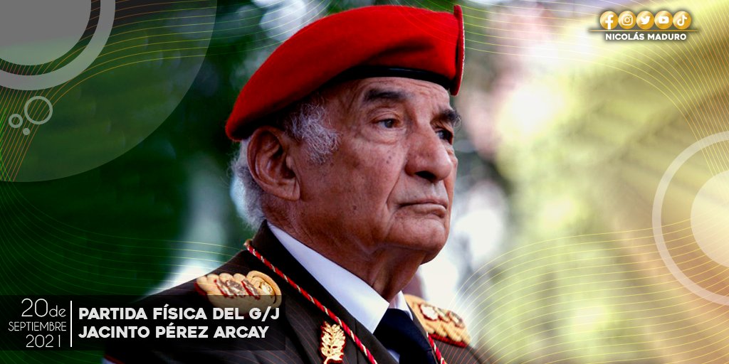 NicolasMaduro's tweet photo. Profundamente Bolivariano, un patriota incorruptible, hombre de ideas y acción revolucionarias, amado por nuestro Comandante Chávez y por todo el país, así recordamos al G/J Jacinto Pérez Arcay. Eterno maestro y leal soldado de la Patria. ¡Honor y Gloria! https://t.co/pE7nkDuhvr