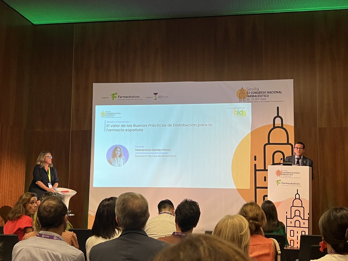 BidaFarma's tweet photo. Comienza la sesión "El valor de las Buenas Prácticas de Distribución para la Farmacia española" en el #22CNF con la participación de Macarena Gómez, directora técnica y Calidad de Bidafarma. https://t.co/c4tTVPLHFi