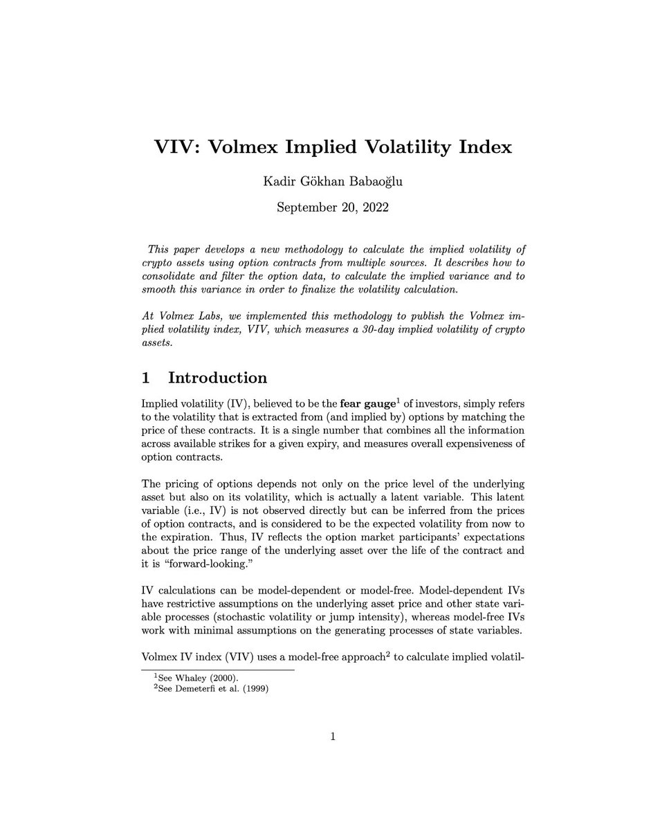 4/ Read the VIV Index methodology paper spearheaded by Kadir Gökhan  Babaoglu (@kgbabaoglu), Head of Research at Volmex Labs, to learn more  about VIV! ↳ https://t.co/3lF5jRzrti