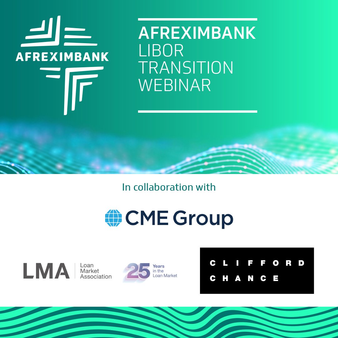With #LIBOR set to be phased in June 2023, do join us for this webinar in collaboration with <a href="/cme/">CME Group</a> #LoanMarketAssociation and #CliffordChance
bit.ly/LIBORSOFR 
#LIBORtransition #banking #finance #development
<a href="/SilverKayondo/">Silver Kayondo</a> <a href="/Africa_Alert/">Africa Alert</a> <a href="/elisonk/">Elison Karuhanga</a>