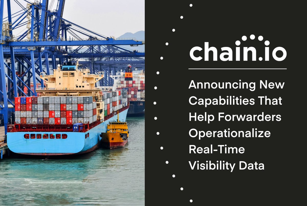 chain_io's tweet photo. Real-Time Transportation Visibility data was built for shippers; @Chain_io orchestrates visibility data for forwarders as well. Read about our new capabilities that help #freightforwarders operationalize #VisibilityData to better serve their customers: https://t.co/eUz2P97Bfi https://t.co/r7U043i2n5