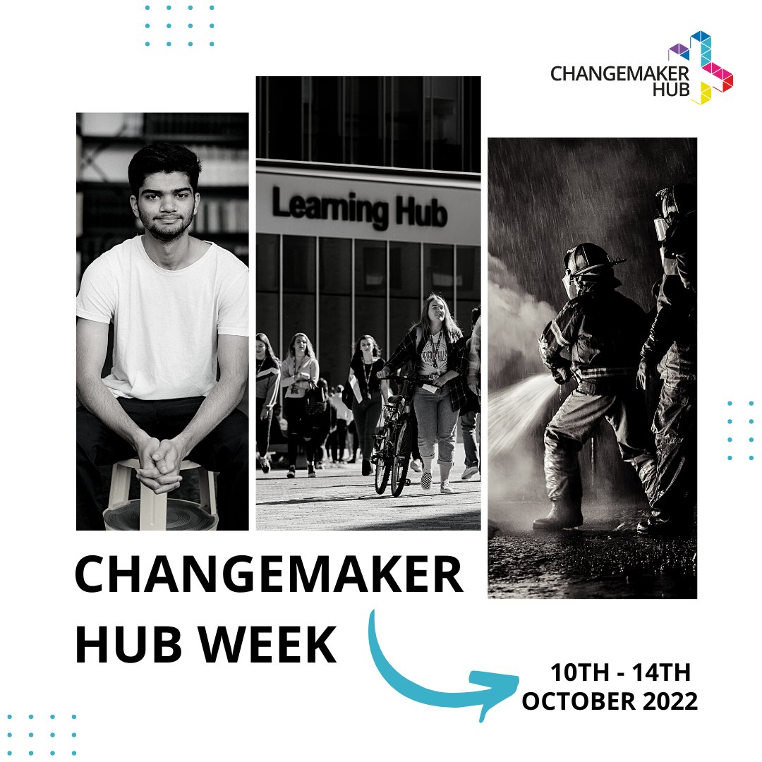 🤩CHANGEMAKER HUB WEEK!🤩 We can't wait to welcome new &amp; current students to our Changemaker Hub Week this October. We'll be launching our own interactive experience, our first Careers Expo &amp; more. Make sure you save the date! 🗓️ #ChangemakerHubWeek22 #changemakerhub #UON