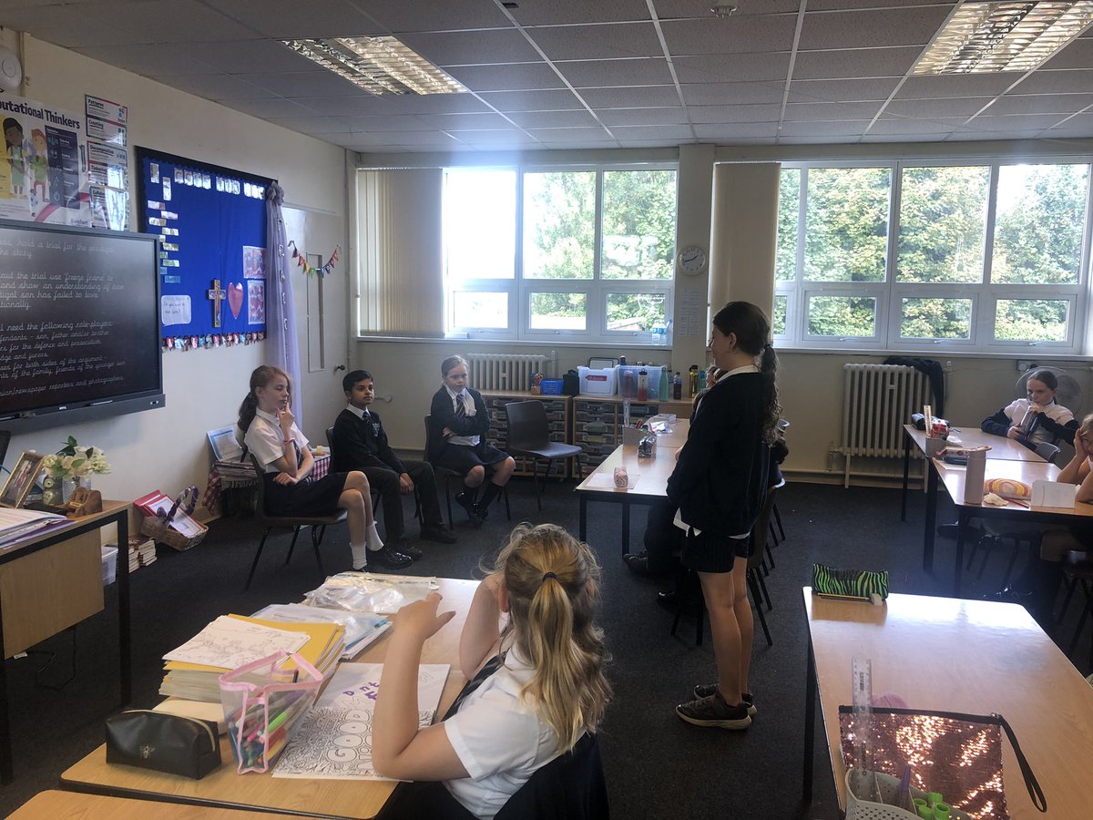 5TB_MrsBurns's tweet photo. The children had a great time role playing a court room for our Come and See lesson. We had the defendants on trail for showing unconditional love. The jury had to decide if they were guilty or not. Two guilty and one not was the verdict 🙌🙏. #6RB #OLOL_HT, #makeadifference. https://t.co/JS4a23jXha