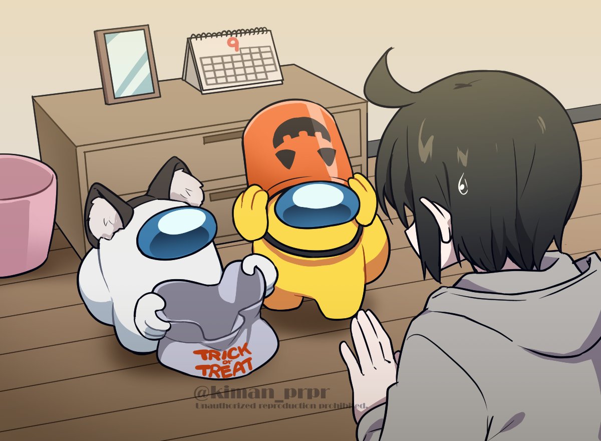 Crew(Among Us) 「ハロウィンまだ先だから… #あもんぐあーす 」一般のキーマンおじさん��のイラスト