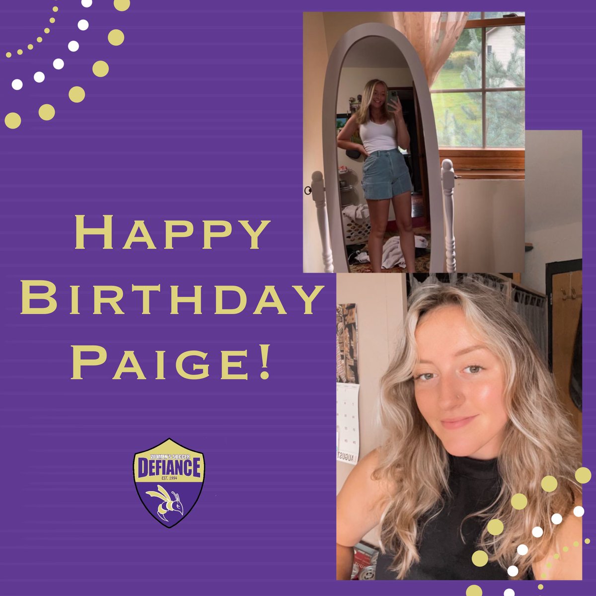 DefiCollegeWSOC's tweet photo. Join the @dcwomensoccer in wishing Paige Rohloff a very happy 21st birthday! 🥳👑
#DCWS #birthdaygirl https://t.co/MqTlgs3GYv