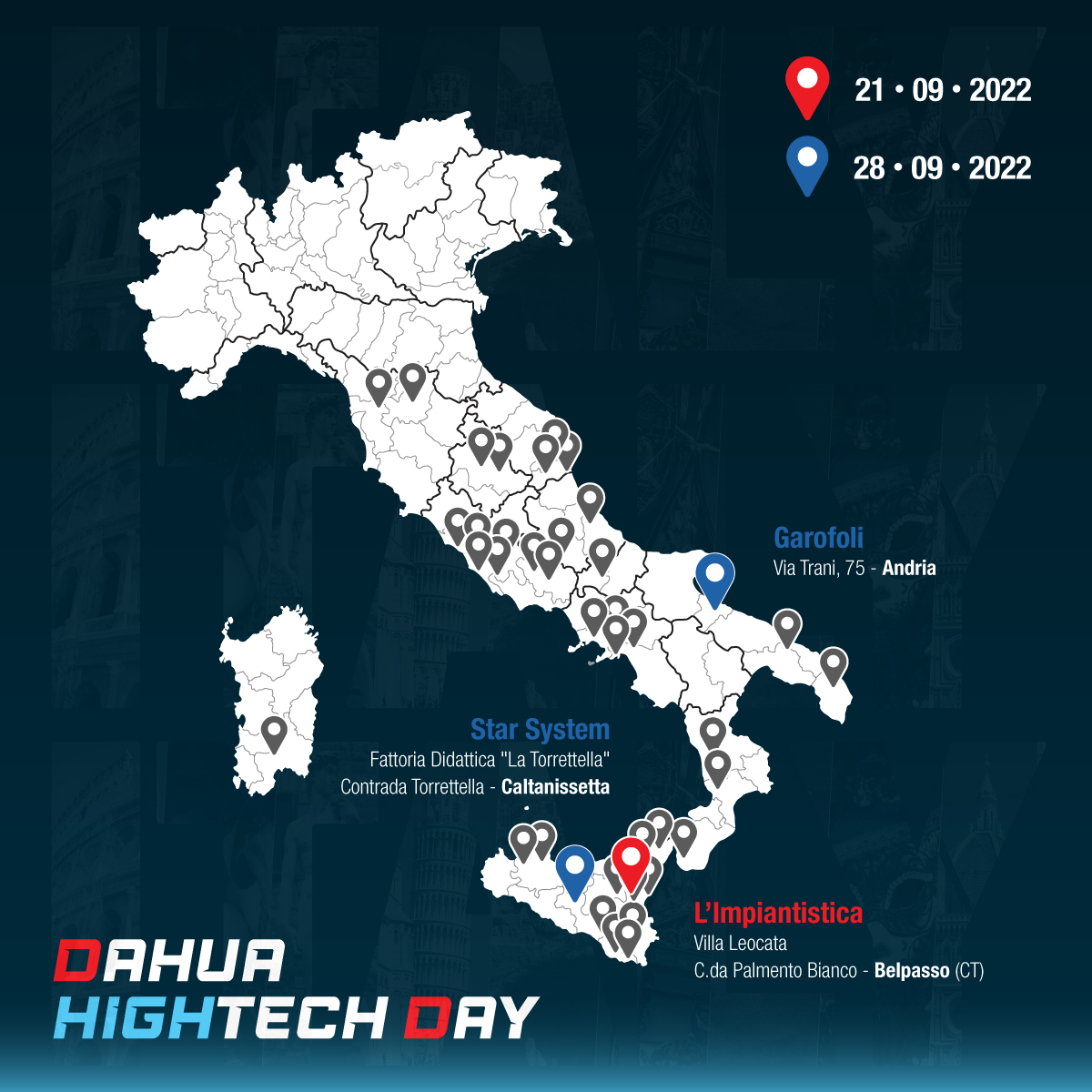 DahuaItaly's tweet photo. Dopo la pausa estiva ritornano i Dahua High Tech Day: di seguito le tappe del 21 e 28 settembre.
Ti aspettiamo! ๐ช
#Dahua #Dahuatechnology #Dahuatechnologyitaly #sicurezza #hightechday #dahuahightechday #security #sicurezzaintegrata https://t.co/BCHFkB4aNO