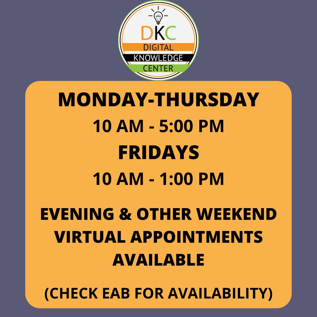 umwdkc's tweet photo. We're proud to announce our Fall 2022 center hours! Come visit us at @MaryWash, in HCC room 408! Learn about 3D printers, building a website, and more! While you're here, give a visit to @UMWSPKC, @umw_wrtc, and @umwpac who are all also located on the fourth floor of the HCC! https://t.co/67Cj9B1Gbx