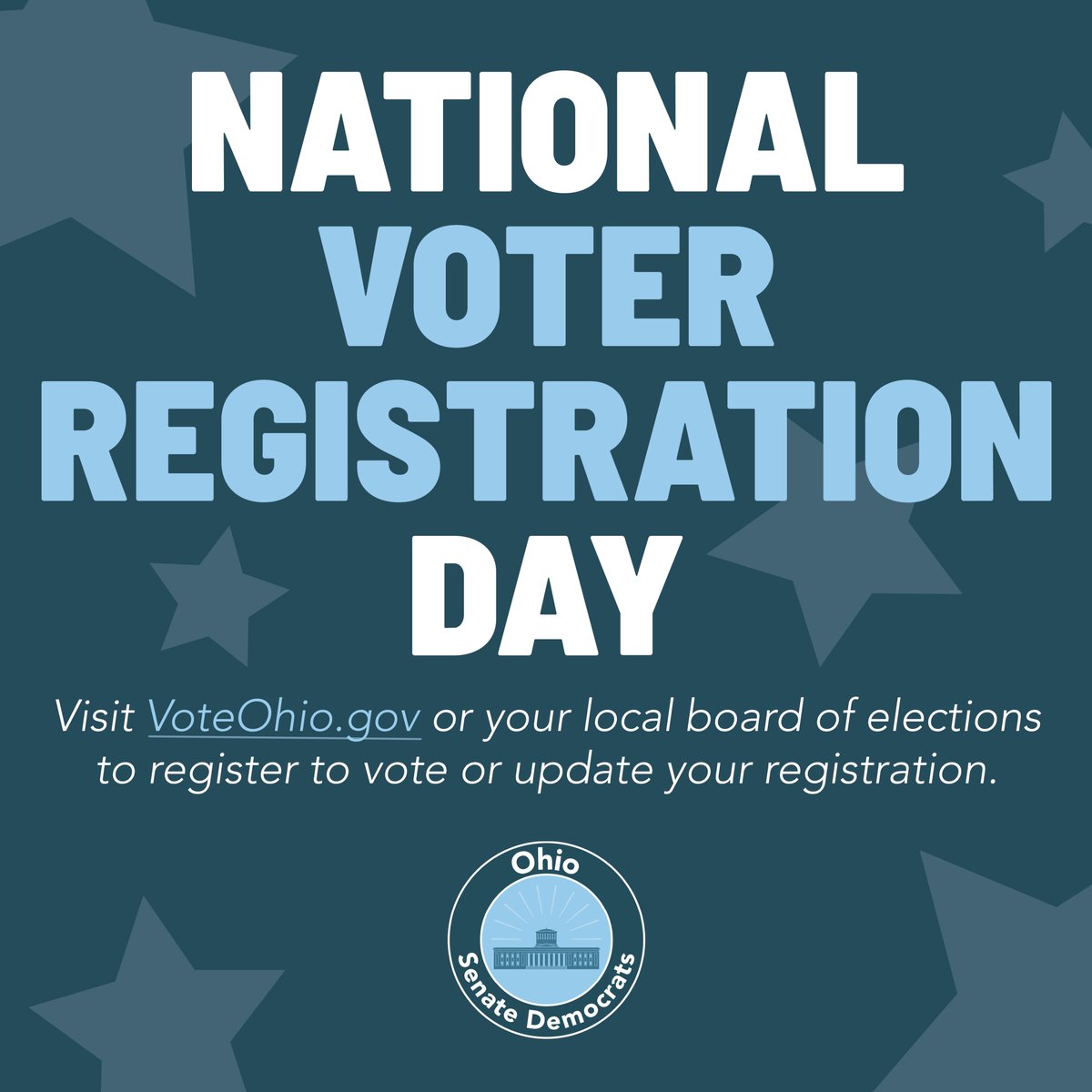 📣 It’s #NationalVoterRegistrationDay! Your vote matters, so visit VoteOhio.gov to register before October 11. 

📣 Spread the word and make sure the people in your life are registered, too!