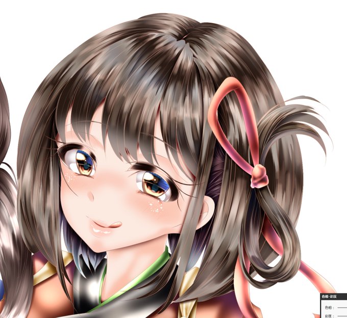 千束ちゃん黒髪もいいなぁ(ifストーリーになっちゃうからやらないけど😅
臨時的に黒髪に色調補正で試してみた 