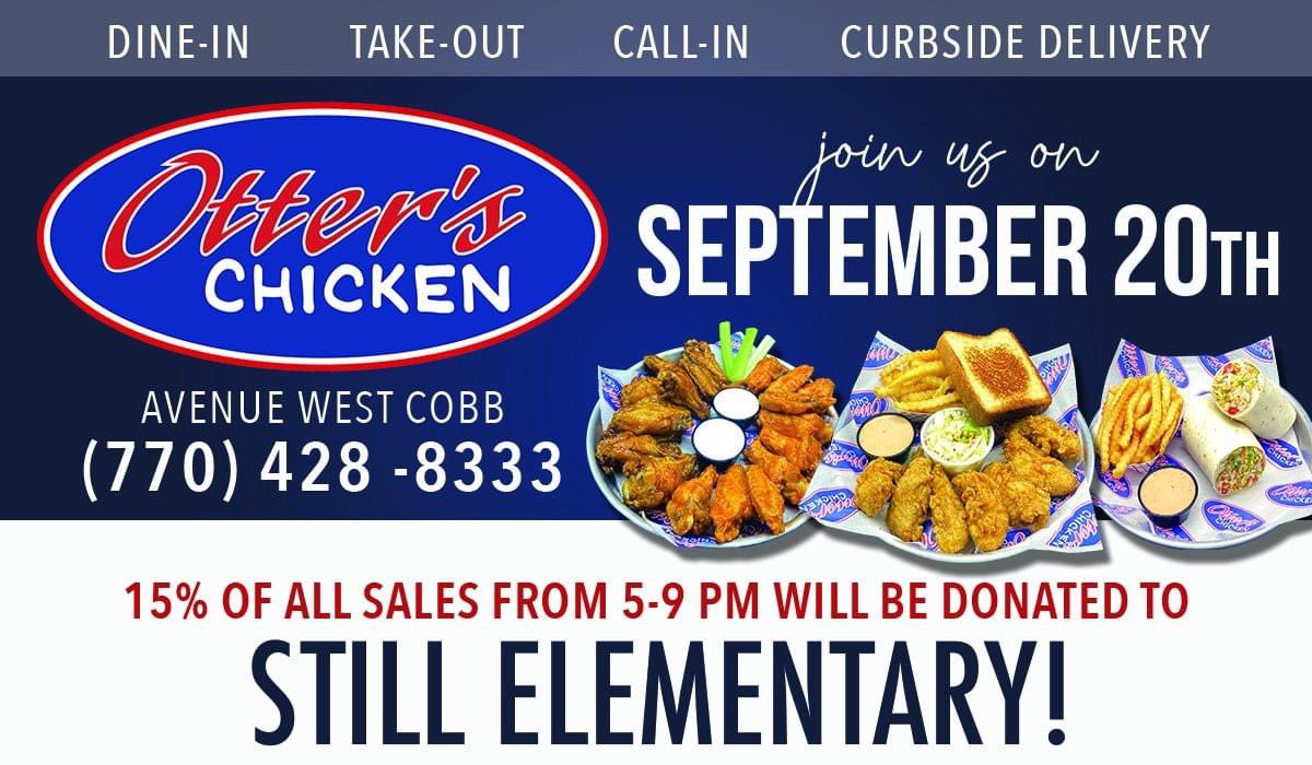 Come to #otterschickenwestcobb tonight for dinner! Feed the family and support our school all at the same time 😁 #winning #stillelementary <a href="/principalhoward/">Monica Howard</a> <a href="/blairhivey/">Blair Ivey</a> <a href="/Stillartngarden/">StillArt</a> <a href="/StillElem/">Still Elementary</a>
