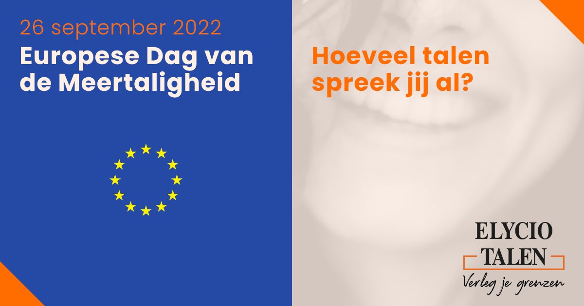 ElycioTalen's tweet photo. Ieder jaar wordt op 26 september de Europese Dag van de Meertaligheid gevierd. Met een taalcursus van Elycio Talen vergroot je jouw taalvaardigheid, en je leert de cultuur en zakelijke gebruiken van een ander land kennen. https://t.co/cRaZx2XilX #taal #zakelijk #europa #europarl https://t.co/So0p51xE9u