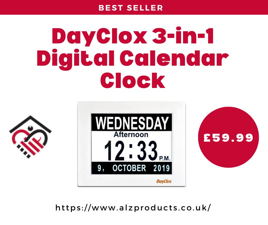 alz_products's tweet photo. The DayClox 3-in-1 Digital Calendar Clock was specifically designed for people with #Alzheimers and #Dementia, and can be helpful for anyone with an #impairedmemory or #cognitiveloss.
Shop on our website: https://t.co/y2jMcplKmb
#eldercare #dayclock #digitalclock #calendarclock https://t.co/EckxQ3k1Ak