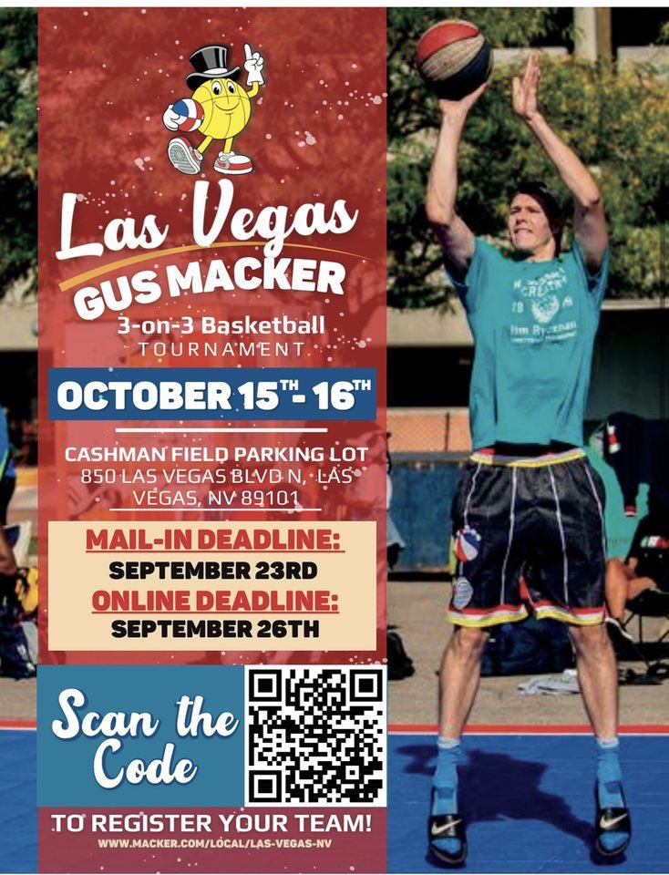 You don’t want to miss this iconic event!  The <a href="/gusmacker3on3/">Gus Macker</a> is coming to Vegas but the deadline is soon...  Grab your team and enter today!!
