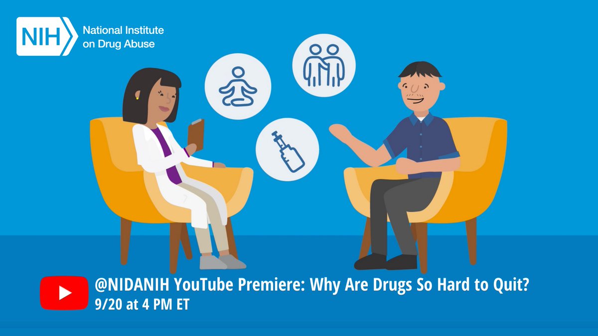NIDAnews's tweet photo. This #RecoveryMonth, @NIDANews answers, “Why Are Drugs So Hard to Quit?” NIDAs new animation explains the science behind drug use and #addiction to help light the path towards recovery: https://t.co/h2mpmuy9w1 https://t.co/yGZxc3IOS5