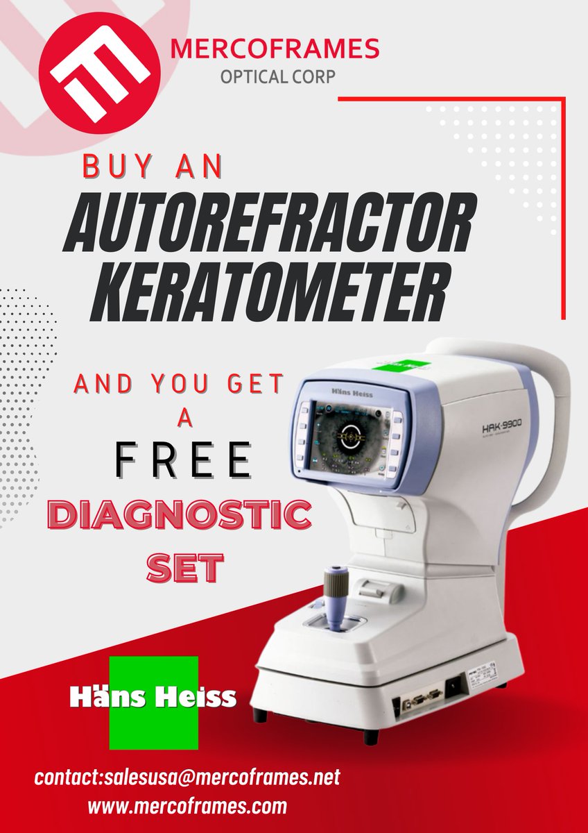 Mercoframes's tweet image. Special Offer Until September. Do not miss this opportunity
Buy a Autorefractor Keratometer and your get a free Diagnostic set
Mercoframes: Offer expires on Friday, September 30 th 2022
Click on the link

mercoframes.com/product/autore…
#Offer 
#ophthalmicequipment
#ophthalmic
#optometry