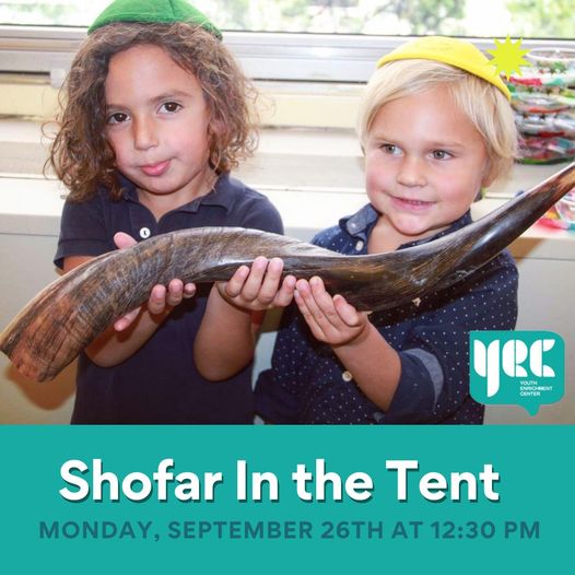 PESynagogue's tweet photo. Our Youth Enrichment Center is offering a Shofar Program in the tent on Monday, September 26th at 12:30PM for our #HebrewSchool students.
All ages are welcome! Celebrate #RoshHashanah and a new year of Hebrew School! Registration is required. Inquire further at yec@pesyn.org https://t.co/rVQWNdN9Mr